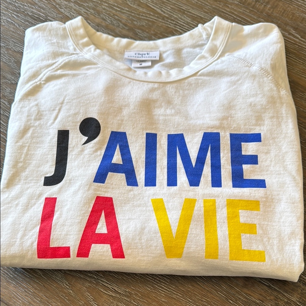 Clare V White Sweatshirt with Multicolor Print